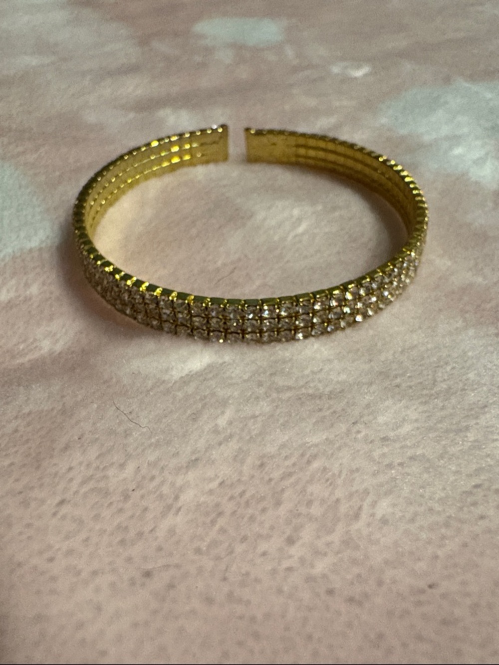 Gold Crystal Pavé Open Cuff Bracelet for Women